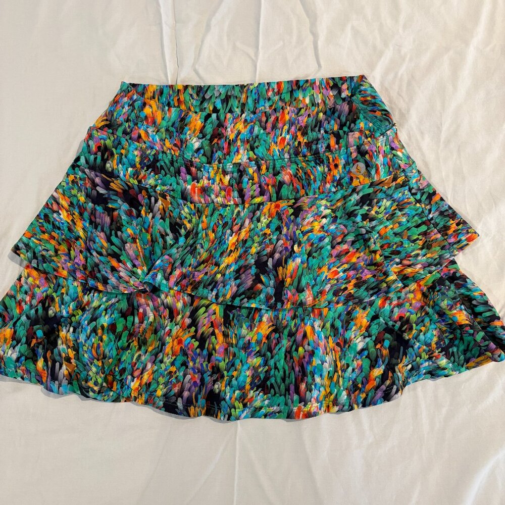 DONA JO Tiered RUffled Colorful Skort Pickleball Tennis Athleisure Size L